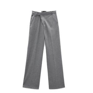 ASYMMETRIC WIDE LEG PANTS DARK GRAY MARL
